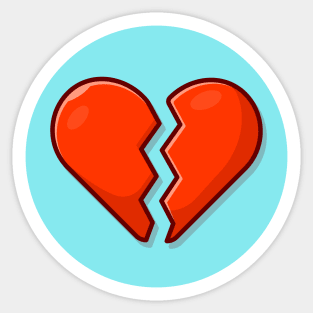 Broken Heart Cartoon Vector Icon Illustration (2) Sticker